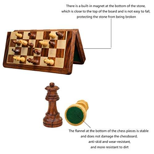 AVEO Magnetic Wooden Chess Set, Travel Portable Folding Chess Board Game Sets, Storage for Wood Pieces, Travel Game Toys Gift ( Size : 25cm ) 4