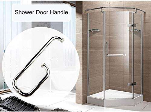 Fulinmen Shower Glass Door Handles Sets for Hotel Bathroom, 304 Stainless Steel Replacement Single Door Handle (Size : 385m (Size : 385mm+185mm) 3