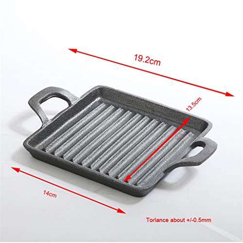 KGEZW 14 * 13.5cm Cast Iron Square Grill Plate with Double Ears Easy Access Steak Grill Pan Utensils for ki 3