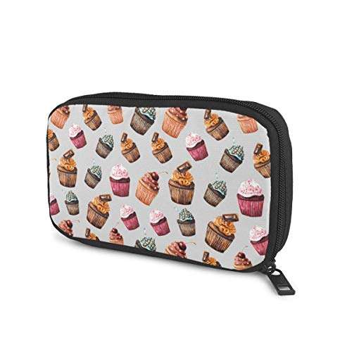 Electronic Organizer Watercolor Cupcakes Cute Travel Universal Cable Organizer Electronics Accessories Cases Gadgets Bag Cord Storage Bag for Cable, Charger, Phone, USB, SD Card 2