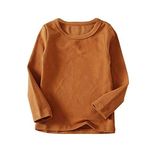 Toddler Boys Girls Thermal Underwear Long Sleeve T-Shirt Leggings 2Pcs Kids Winter Base Layer Set, (Brown,12Months) 4