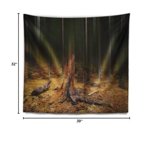 Designart ' Dark Fall Forest on Foggy Morning' Landscape Tapestry Blanket Décor Wall Art for Home and Office, Created On Lightweight Polyester Fabric Medium: 39 in. x 32 in 5