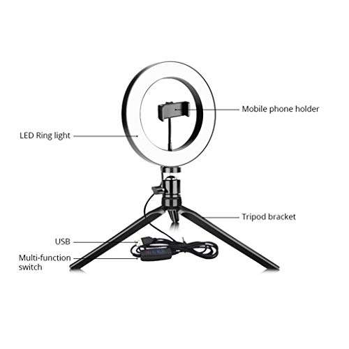 Anyren 10inch LED Ring Fill Light Selfie Ringlight with Tripod Stand, Dimmable Table Camera Makeup Light for Live Stream Video, Built-in Phone Holder 4