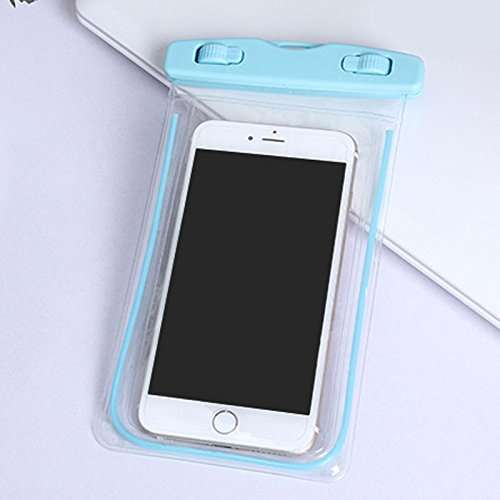 TreeLeaff Universal Waterproof Pouch, IPX8 Waterproof Cellphone Dry Bag Underwater Case Water Sports Phone Bag Outdoor Sports Case Fluorescent for Mobile Phones Clear 2
