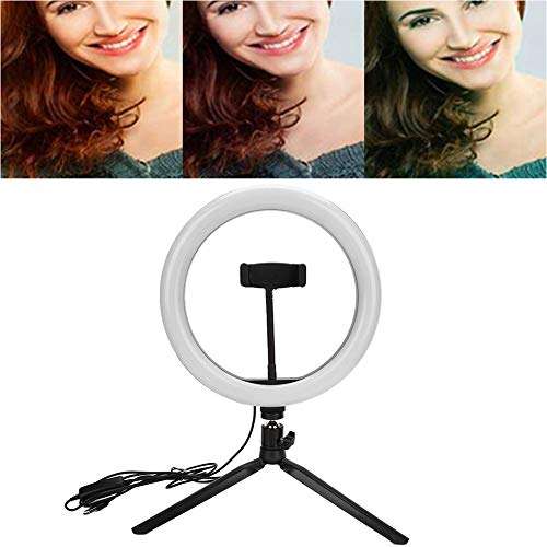 LED Ring Light, Camera Photo Video Lighting Kit 3 Lighting Modes with Adjustable Tripod, Professional Ring Light for Camera Makeup Self-portrait Video Shooting 6