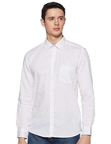 Parx Printed White Coloured Cotton Shirts (Size :- 44) Men's Printed Slim fit Casual Shirt (XMSS09138-W2_White_44 2