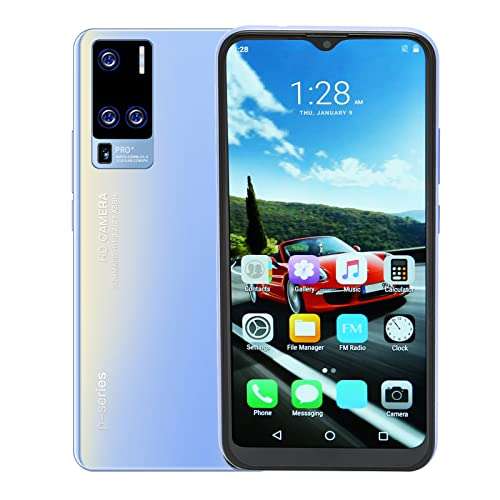 Unlocked 4G Smartphone 6.53 HD Screen Face Unlock Dual Light Sensor Camera Smartphone Fingerprint Reader Screen Protector US Plug 3