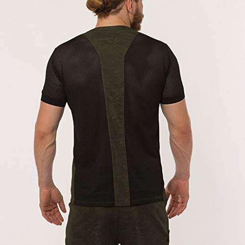 Mens Summer Fashion Short Sleeve Quick Dry Sports Fitness Breathable Mesh Casual T Shirts Blouses Tops (M, Navy) 4