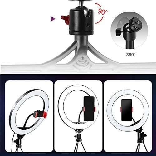 ZJING 26cm LED Ring Light, Dimmable Self-Timer Lamp with Stand, Suitable for Live Broadcast, Fill Light, Photography, Smartphone,A,1.6m 6