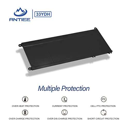 ANTIEE 56Wh 33YDH Laptop Battery for Dell Inspiron 15 7577 17 7000 7773 7778 7779 7786 G3 3579 3779 G5 5587 G7 7588 Latitude 3380 3490 3580 3590 Vostro 7570 7580 Series 99NF2 PVHT1 81PF3 15.2V 3500mAh 4