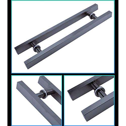 JF-Handrails Heavy Duty Stainless Steel Square Tube Office Glass Door Handle/Wooden Door Handle/Push-Pull Door Handle - Gray, 8 Sizes (Size : 800╫600mm) 4