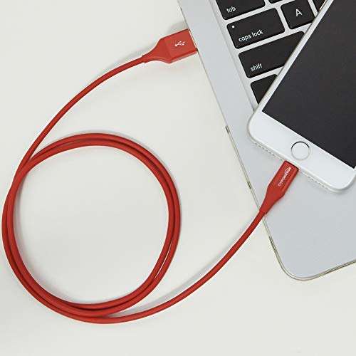 AmazonBasics Apple Certified Lightning to USB Charge and Sync Tough Cable, 3 Feet (0.9 Meters) - Red 5