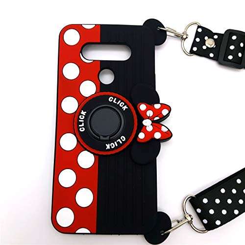 for LG G8X ThinQ Case LG V50S ThinQ Case Cute Minnie Mouse Kickstand 3D Cartoon Camera Ring Grip Holder Girls Women Silicone Rubber Stand Phone Case Cover for LG G8X V50S ThinQ -6.2 (G8X ThinQ, Red) 4