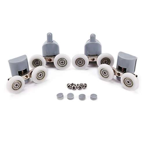 Surepromise Double Twin Top Bottom Shower Door Rollers Runners Pulleys Wheels Bathroom 25mm Diameter Set of 4 2
