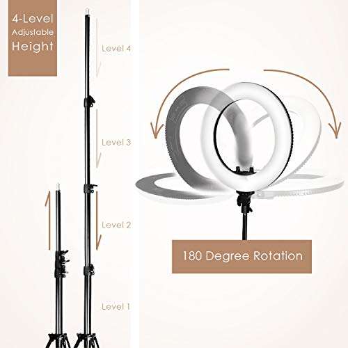 Amzdeal Ring Light with Tripod Stand19/48cm 85W Dimmable Floor Ring Light Kit 5500K 448 LED Lights Ring Light for Streaming, Makeup, Selfie Photography Compatible with iPhone Android (Upgraded) 3