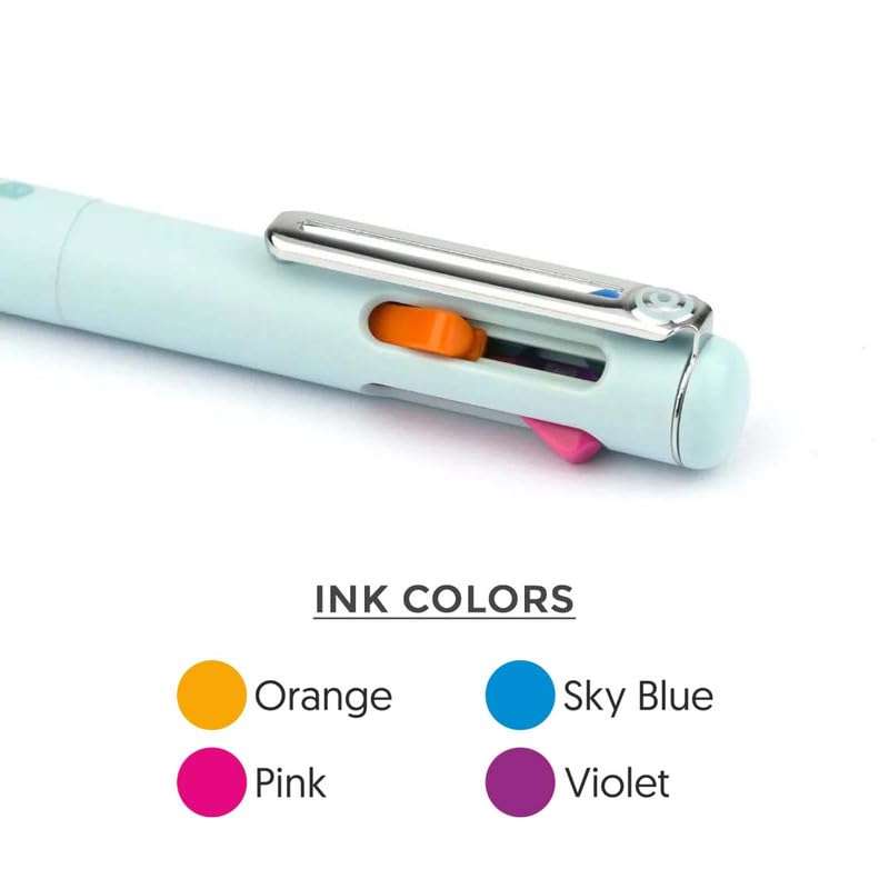 Pentel iZee 4 in 1 Color 1.0mm Ballpoint Pen Combo | Attractive Honeycomb Finger Grip with Smooth Flowing, Oil Base Ink | Dark Blue Barrel & Light Blue Barrel | Multicolour Ink, Pack of 4 6