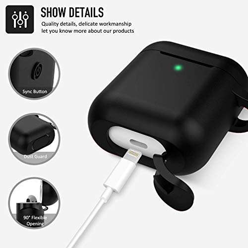 Coffea Protective Silicone Case with Keychain for Apple AirPods 2 (Black) 5