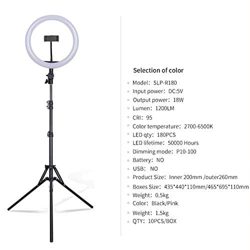 Led Ring Light Kit with Tripod Stand Mobile Phone Live Ring Light for Live Streaming, Makeup, Selfie Photography,Phone Video Shooting,Vlog 5