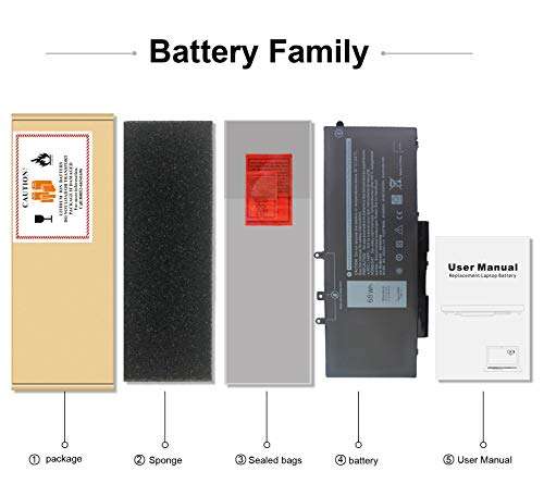GJKNX 5480 5580 GD1JP Battery Compatible with Dell Latitude 5480 5580 5280 5590 5490 E5480 E5580 E5490 E5590 E5591 Precision 15 3520 3530 Series 0GD1JP DY9NT 0DY9NT 5YHR4 451-BBZG 7.6V 68Wh 5