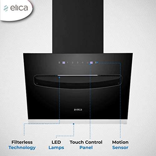 Elica 60 cm 1200 m3/hr Filterless Chimney with Lifetime Warranty (EFL-S607 VMS, Motion Sensor Control, Black) 3