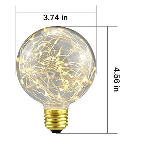G95 Edison Bulbs LED Filament Bulb Decorative Lighting Lamp 3W E26/E27 Base Warm White Vintage Edison Bulbs LED Globe Fairy Light Bulb for Christmas, Cafes, Holiday,AC85-265V 3