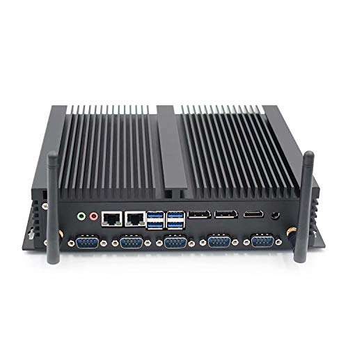 Fanless Industrial Mini PC, Intel Core i5 8250U 4K HTPC Quad Core Desktop Computer,8G RAM 512G SSD/HDMI 2.0/EDP/DP/2 Gigabit Ethernet/RS232 485 COM/WiFi 2