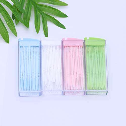 Healifty 200pcs Plastic Toothpicks Double-Ended Toothpicks Brush Teeth Sticks Teeth Cleaning Tool Portable Oral Care Tooth Picks 4