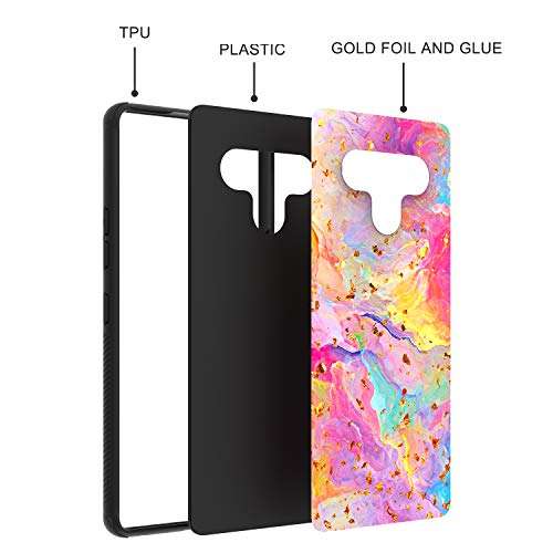 EnCASEs Cell Phone Case for LG Stylo 6, TPU Chrome Flake Marble Hybrid Bumper Shockproof Anti-Slip Case Cover, Rainbow 6