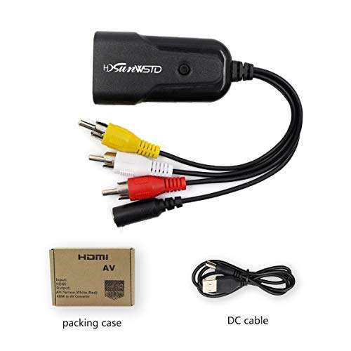 Mini HD 1080P Converter Box RCA AV/CVSB Video Converter Box 480P 720P 1080P HDMI2AV Hdmi to AV(CVBS) Support HDMI adapder for HDTV TV PS3 Computer PC VCR 3