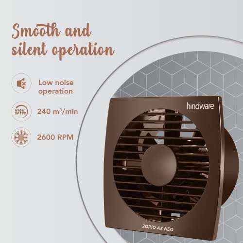 Hindware Zorio Ax Neo 150mm Exhaust Fan with Low Noise, Powerful Air Suction and High Speed, For Kitchen or Bathroom Overload Protection For Odourless, Clean and Fresh Air (Brown) (HAFZAN6BBR24PP6) 4