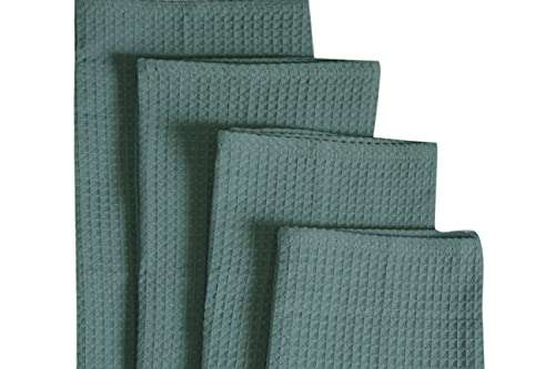 Amazon brand - Umi Classic Waffle Kitchen Dish Towels(15"x25",4-Pack, Turquoise&Light Blue) 5