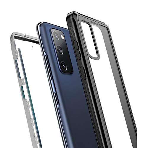 Phone case Waterproof Dustproof Shockproof Case Fit for Samsung Galaxy S20 Ultra Plus FE Clear Anti-Yellow Ultra Thin Phone Cases Glass Cover (Color : Black, Material : Samsung S20) 4