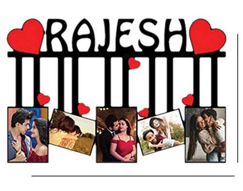 QUVYARTS Personalized Wooden Photo Frame with Name Collage Gift for Couples, Boyfriend, Girlfriend, Birthday with Your Photos(12 x 15 inch) 2