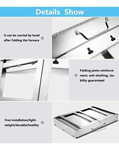 KIRFIZ Stainless Steel Barbecue Charcoal Stove Pan with Chromium Plating Grill Portable Folding BBQ Tandoor Grill Oven Roaster Stove for Picnic Outdoor Cooking Camping,Kamedo Stove- Silver 4