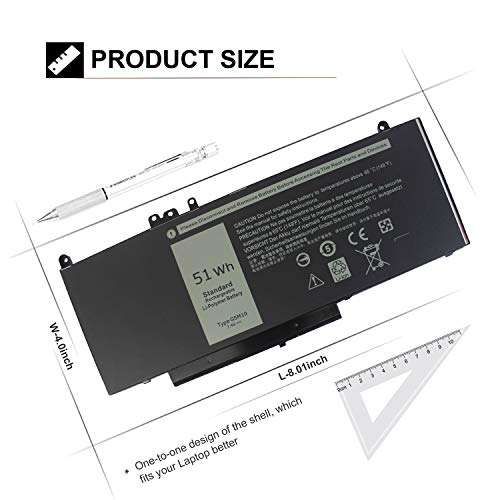 G5M10 Laptop Battery 7.4V 51Wh Compatible with Dell Latitude E5450 E5550 5550 5450 Notebook 8V5GX R9XM9 WYJC2 1KY05 0WYJC2 TXF9M 0TXF9M R0TMP 79VRK HK6DV 0HK6DV 5