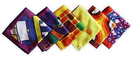 Fashiol Soft Print Hanky Cotton Kitchen Towel Set of 6 - Assorted Color (Size 10.5 x 10.5 inch) 2