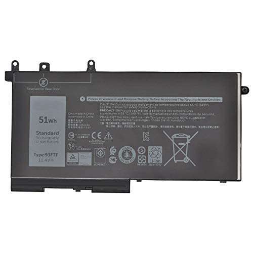 Fully 93FTF Replacement Laptop Battery Compatible with Dell Latitude E5280 E5480 E5580 E5490 E5590 D4CMT 083XPC 83XPC 4YFVG - 11.4V 51Wh 2