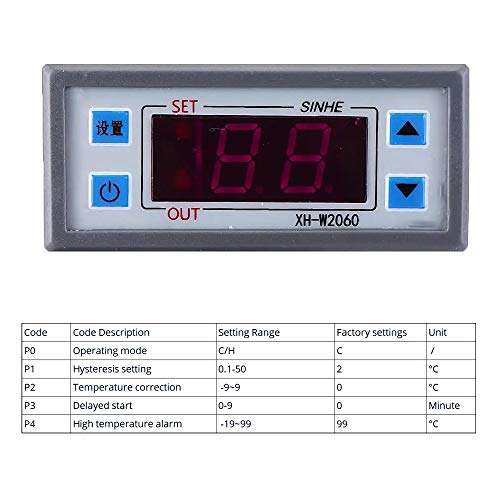 Bin Zhang XH-W2060 Embedded Digital Thermostat Cabinet Freezer Cold Storage Thermostat Temperature Controller Temperature Control (Size : DC24V) 4