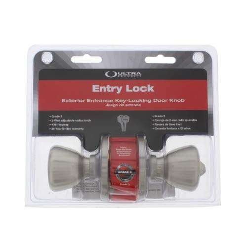 Ultra Security 83973 Grade 3 Tulip Knob Entry Door Lock with Key, Stainless Steel 5