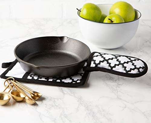 DII Cotton Lattiece Pan Handle Holders, 6 x 3" Set of 3, Machine Washable and Heat Resistant Pan Handle Sleeve for Kitchen Cooking & Baking-Wwhite 5