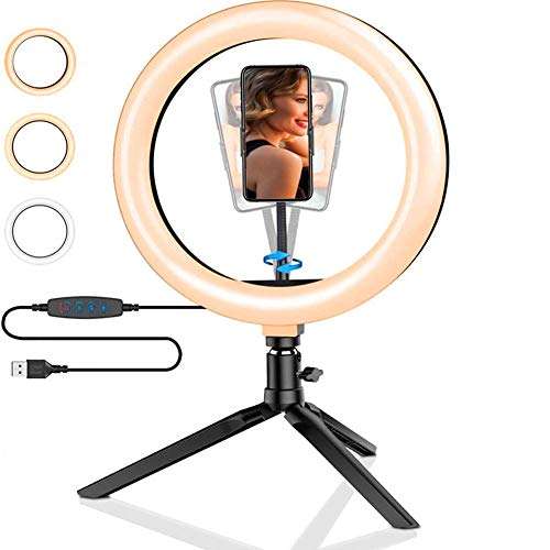 LED Ring Light, Camera Photo Video Lighting Kit 3 Lighting Modes with Adjustable Tripod, Professional Ring Light for Camera Makeup Self-portrait Video Shooting 2