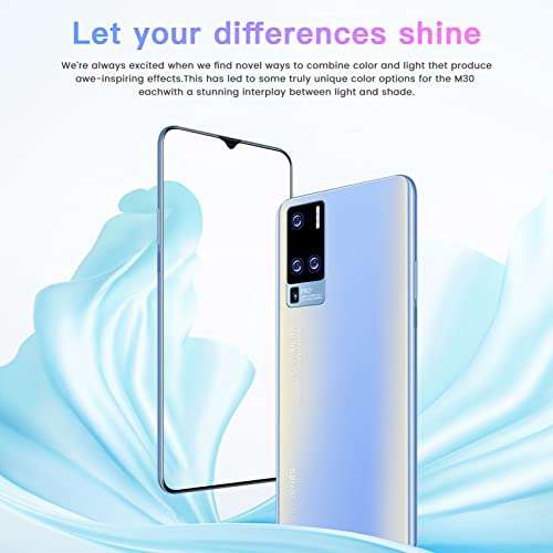 Unlocked 4G Smartphone 6.53 HD Screen Face Unlock Dual Light Sensor Camera Smartphone Fingerprint Reader Screen Protector US Plug 5