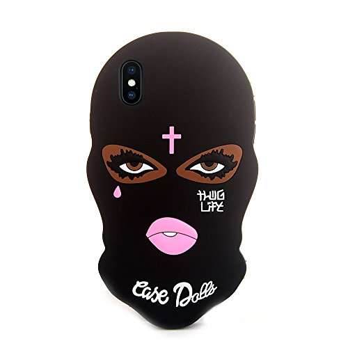 iPhone X Case, Miniko(TM) Thug Life 3D Cute Unique Cartoon Big Eyes Woman Face Masked Teared Girl Jesus Christian Cross Coque Soft Silicone Gel Case Cover for Apple iPhone X 5