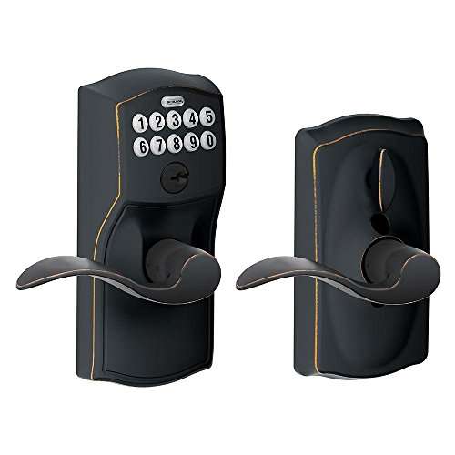 Schlage FE595 CAM 716 Acc Camelot Keypad Entry with Flex-Lock and Accent Levers, Aged Bronze & Lock Company Single Cylinder Deadbolt with Camelot Trim, Aged Bronze (B60 N CAM 716) 6