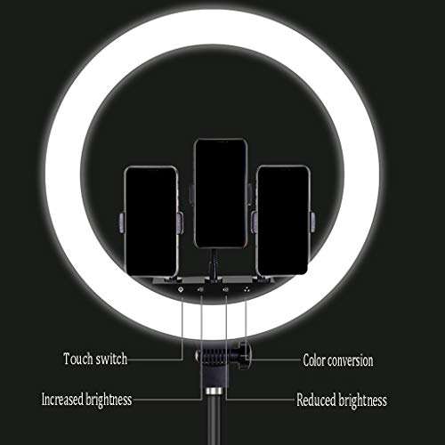 LBBL Ring Light Tripod, 18 Inch Lazy Bracket 3 Mobile Phone Holders 3 Light Modes USB Rechargeable Wireless Remote for Makeup Selfie Photography Live Streaming 5