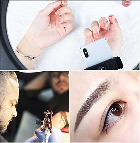 ZJING Makeup Lamp with Stand, Dimmable LED Ring Light with Mobile Phone Stand, Fill Light is Suitable for Live Broadcast, Photography, Video,B 4