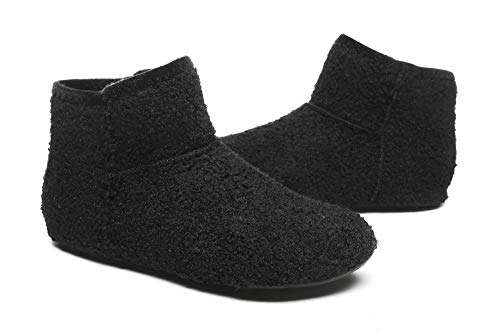 WaltZon Womens Mens Lightweight House Slippers Shoes With Rubber Sole Soft Bedroom Anti Slip Indoor Home Shoes(WZ2235-M-Black-Gray41) 6