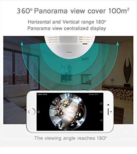 SIQPF Wireless Surveillance Camera Outdoor Panoramic 360 Degree Bulb Camera WiFi Remote Home Camera Two-Way Audio (Size : 2 Million Ir LEDs) 4