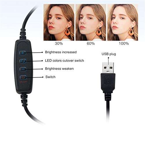 Anyren 10inch LED Ring Fill Light Selfie Ringlight with Tripod Stand, Dimmable Table Camera Makeup Light for Live Stream Video, Built-in Phone Holder 6