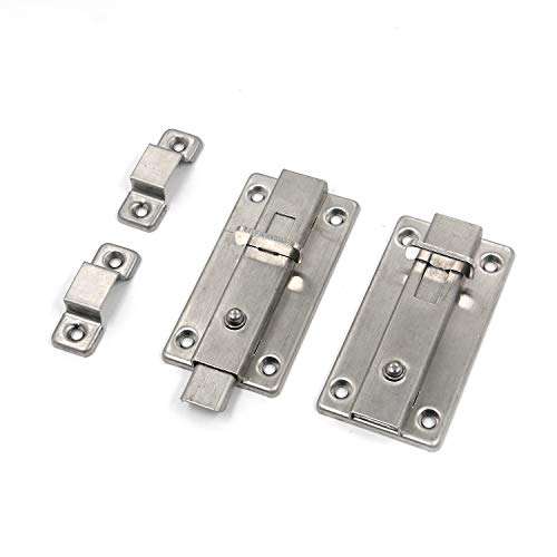 Barrel Bolt Karcy Door Latches Hardware Sliding Lock Barrel Bolt 4" Spring Loaded Latch Silver Stainless Steel Set of 3 3